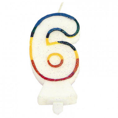 Kolorowa świeczka tortowa z cyfrą 6