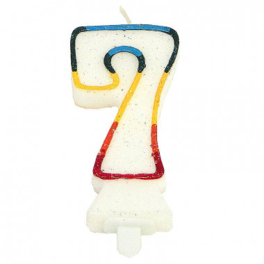 Kolorowa świeczka tortowa z cyfrą 7