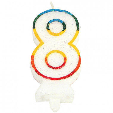 Kolorowa świeczka tortowa z cyfrą 8