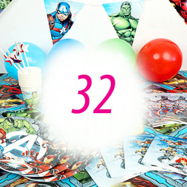 Avengers - zestaw imprezowy dla 32 osób - bez tortu