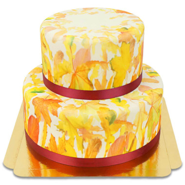 2-poziomowy luksusowy tort w kształcie jesiennego liścia