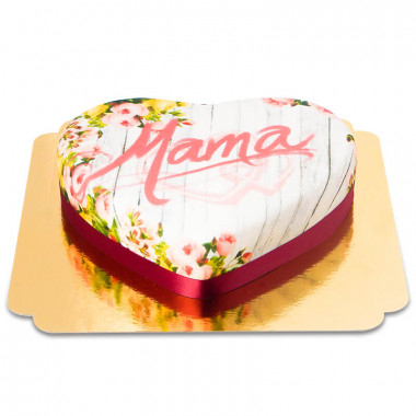 Wiosenny tort w kształcie serca - Mama
