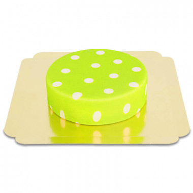 Zielony tort w białe kropki