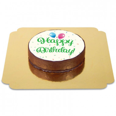 Tort czekoladowy z napisem Happy Birthday - zielony