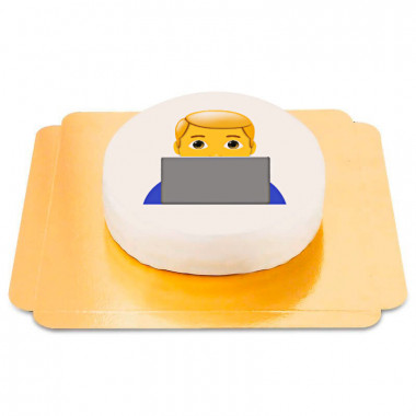 Tort Emoji- chłopiec prz komputerze