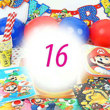Super Mario - zestaw imprezowy dla 16 osób - bez tortu