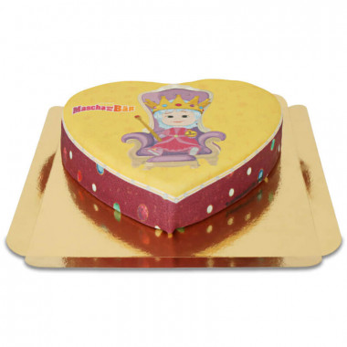 Królewski tort w kształcie serca Masza i Niedźwiedź