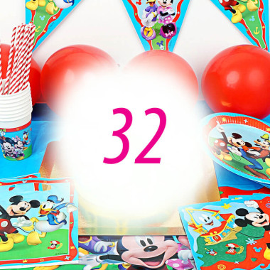 Zestaw na imprezę z Myszką Miki dla 32 osób - bez tortu 