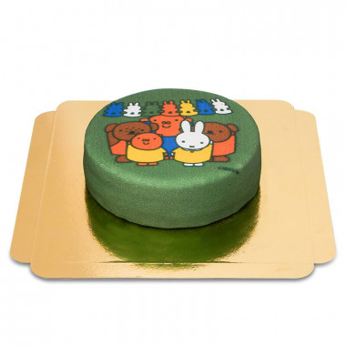 Zielony tort z Miffy i przyjaciółmi