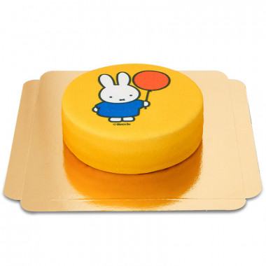 Żółty tort z Miffy i balonikiem