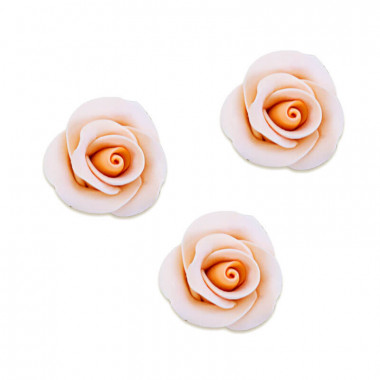 Cukrowa róża w kolorze brzoskwiniowym , około 28 mm (3 sztuka)