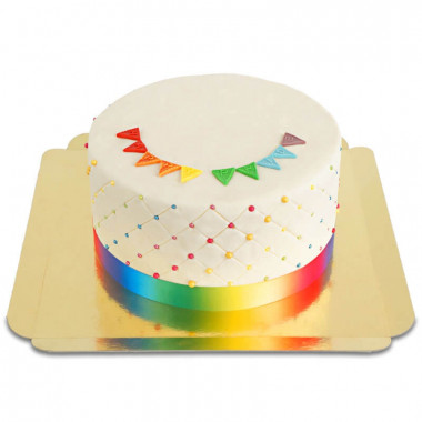 Tęczowy tort deluxe "Happy Birthday" - podwójna wysokość
