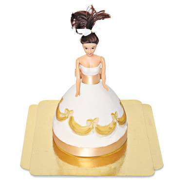 Tort z lalką w złotej sukience