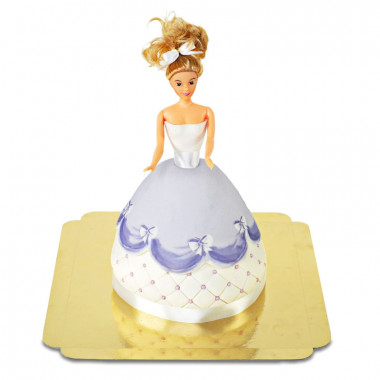 Deluxe Tort z lalką we fioletowej sukience
