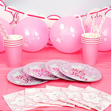 Zestaw imprezowy "różowe baby shower"
