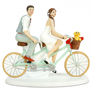 Figurka tortowa Para Młoda na rowerze