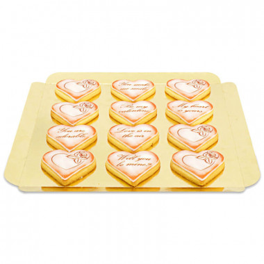 Ciasteczka walentynkowe z miłosną wiadomością - czerwone (12 sztuk)