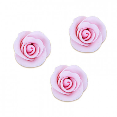 Cukrowa róża w kolorze różowym , około 28 mm (3 sztuka)