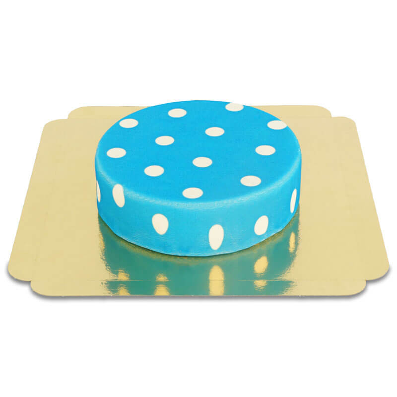 Niebieski tort w białe kropki