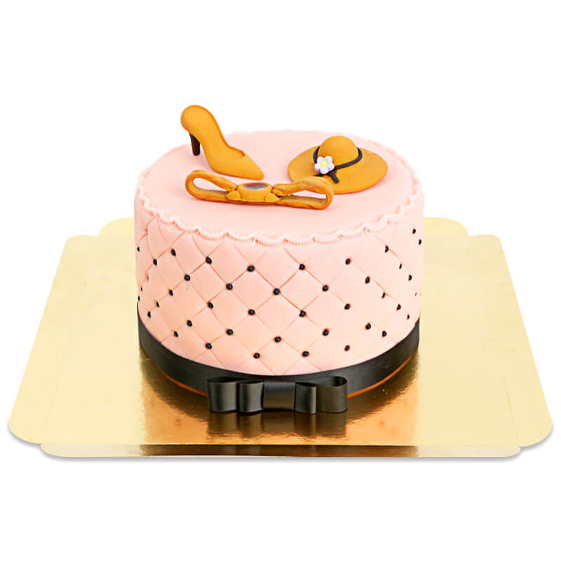 Tort Deluxe Make-Up Cake z kolorową dekoracją cukrową i czarną wstążką