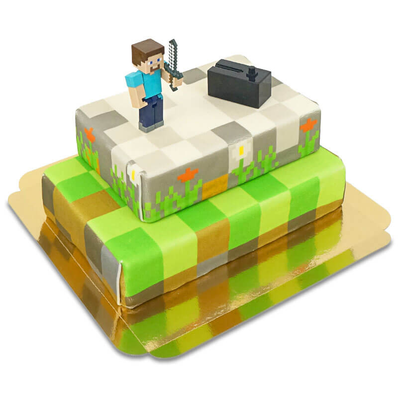 Świat gry Minecraft Figurka na dwupiętrowym torcie