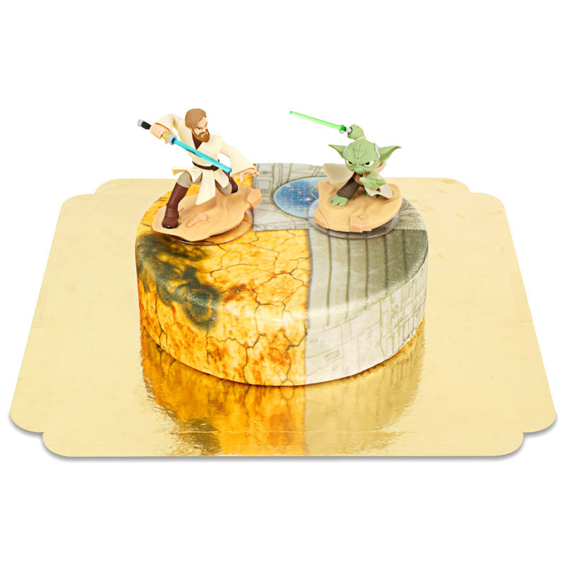 Obi-Wan Kenobi & Meister Yoda kämpfend auf Clone Wars Torte
