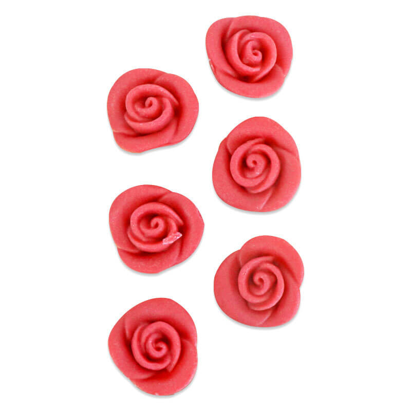 Marcepanowa róża w kolorze czerwonym , około 25 mm (6 sztuk)