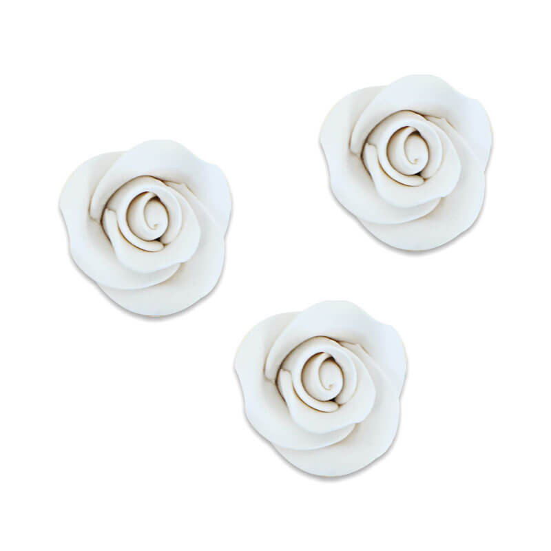 Cukrowa róża w kolorze białym , około 28 mm (3 sztuka)