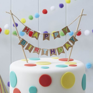 Ozdoba na tort - Happy Birthday, kolorowa