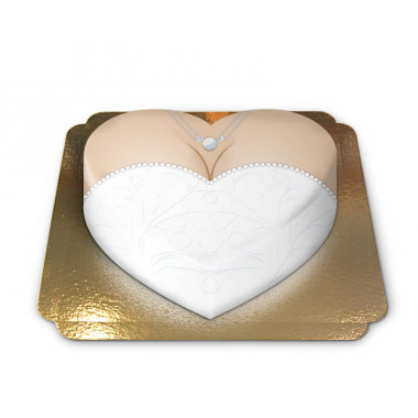 Tort w kształcie serca - suknia ślubna