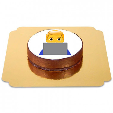 Emoji tort Sachera- chłopiec przy komputerze