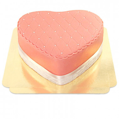 Różowy tort walentynkowy Deluxe w kształcie serca - podwójna wysokość