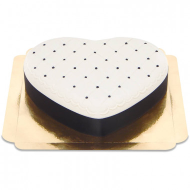 Tort walentynkowy Delux w kształcie serca, czarno-biały