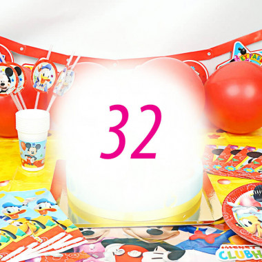 Zestaw na imprezę z Myszką Miki dla 32 osób - bez tortu 