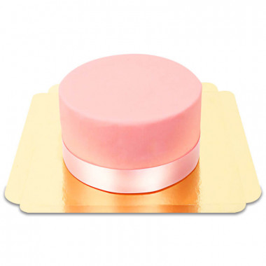 Różowy tort Deluxe ze wstążeczką- podwójna wysokość