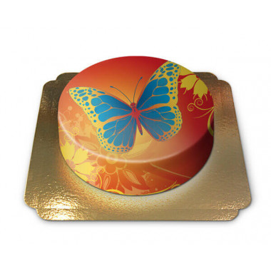 Tort z kolorowym motylkiem