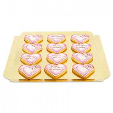 Ciasteczka walentynkowe z miłosnym przesłaniem - różowe (12 szt.)