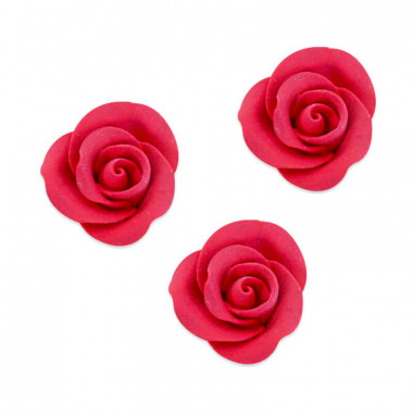 Cukrowa róża w kolorze czerwonym , około 28 mm (3 sztuka)