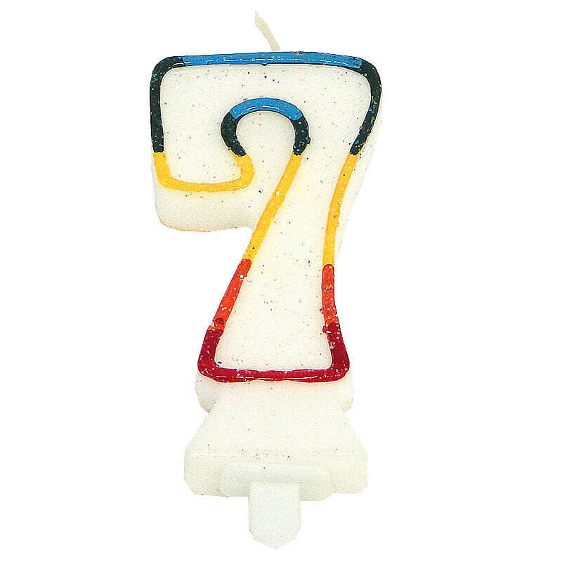 Kolorowa świeczka tortowa z cyfrą 7