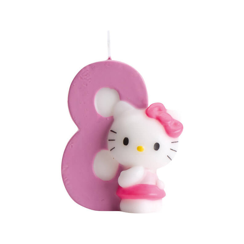 Hello Kitty Tortenkerze mit Zahl 8
