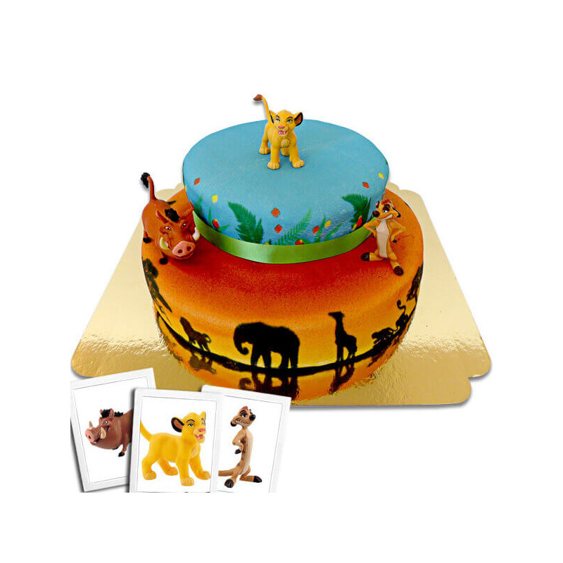 Simba, Timon & Pumba na dwupiętrowym torcie z sawanny