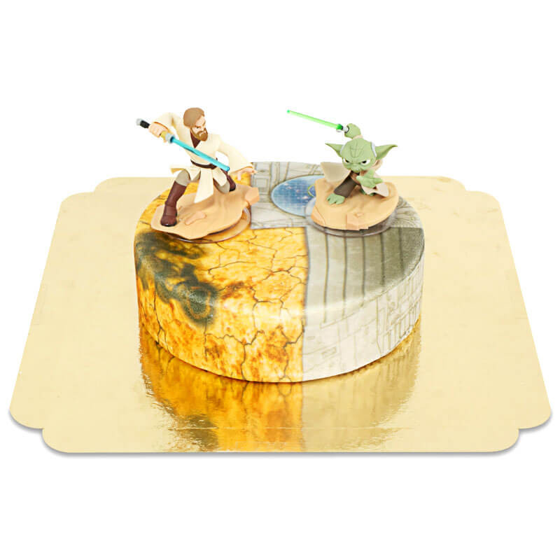 Obi-Wan Kenobi & Meister Yoda kämpfend auf Clone Wars Torte